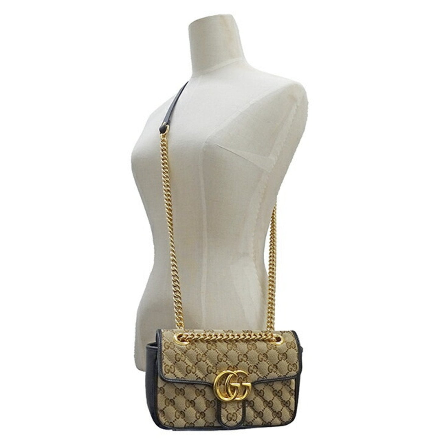 Gucci Gg Marmont Beige Canvas Shoulder Bag