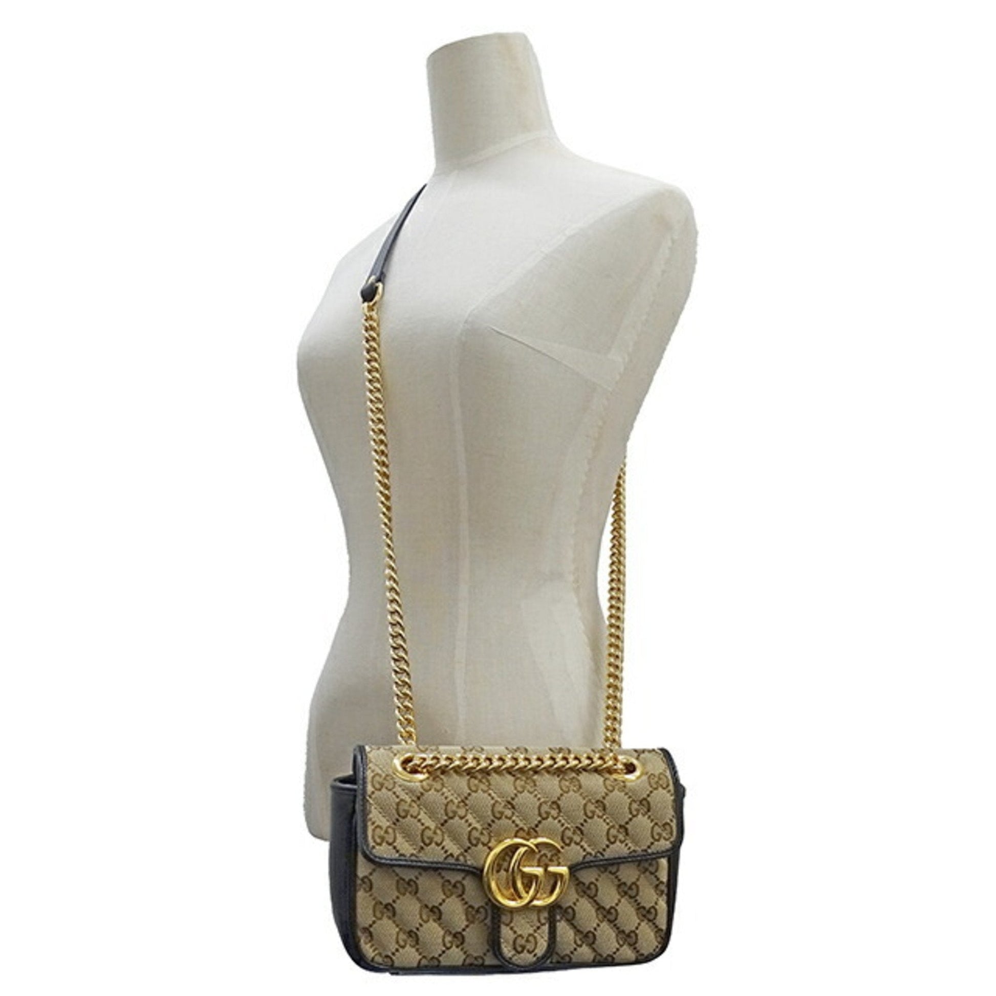 Gucci Gg Marmont Beige Canvas Shoulder Bag