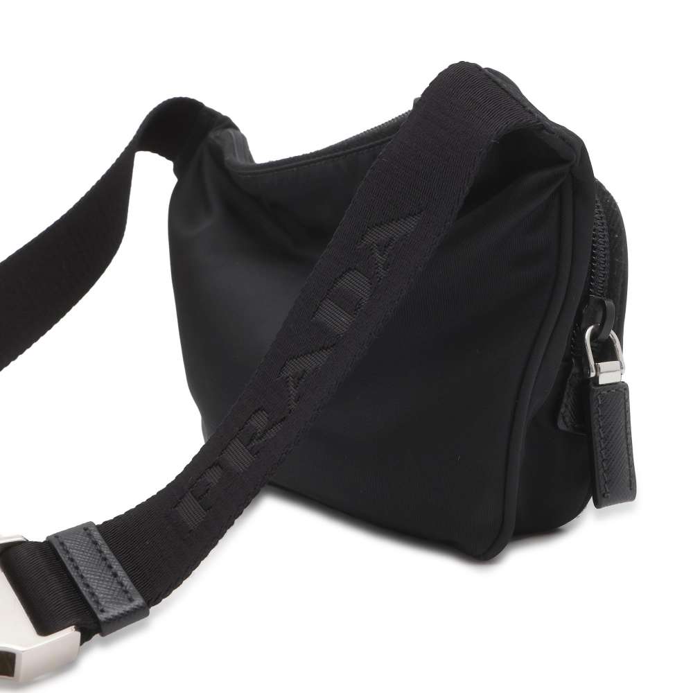 Prada Shoulder Bag Leather Nylon Black