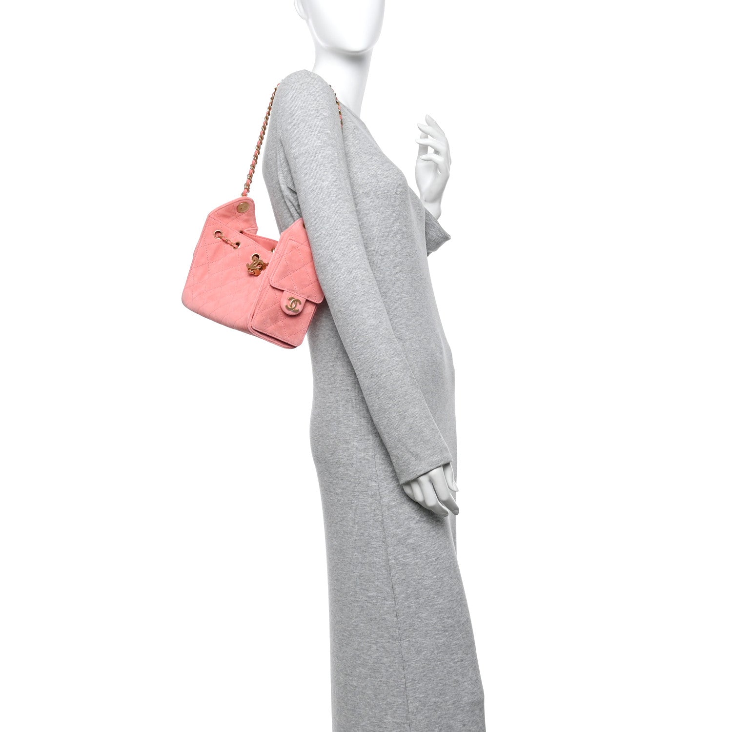 Chanel Suede Quilted Mini 25 Handbag Pink