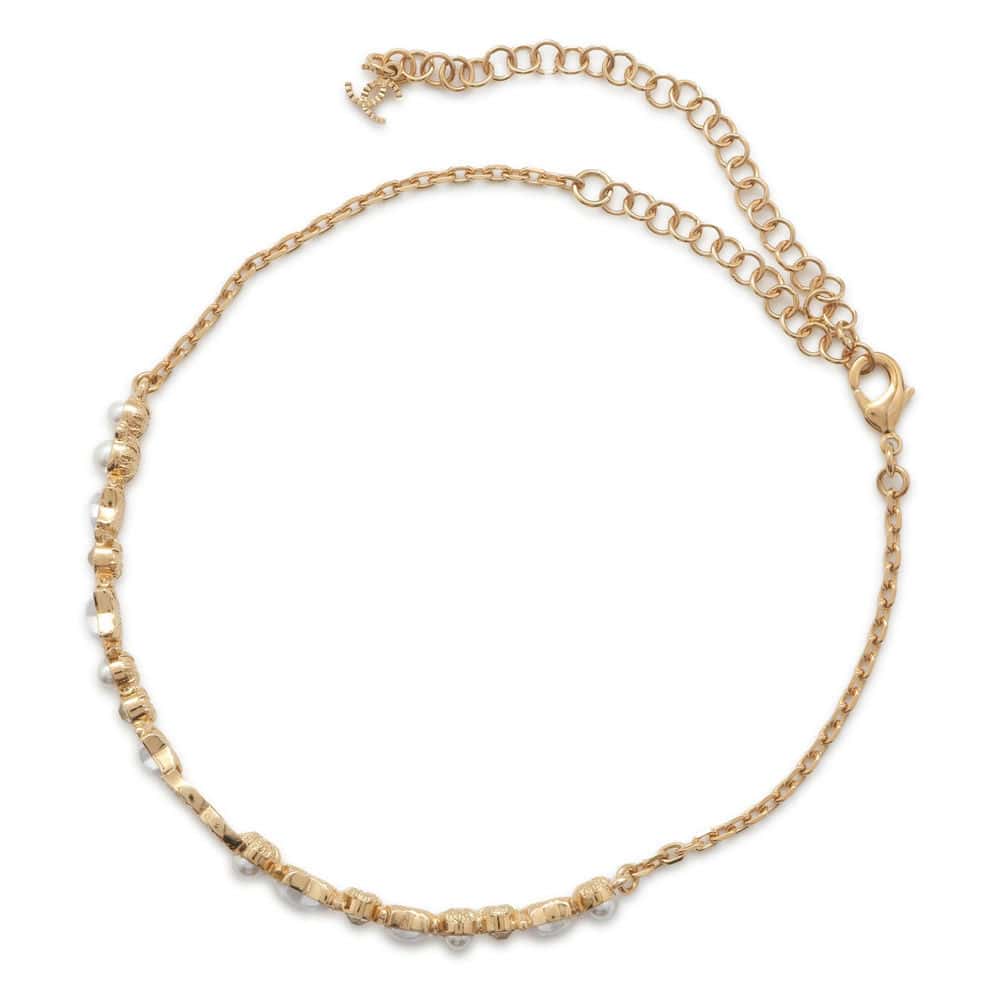 CHANEL CC Logo Star Motif Gold ABC808B15472 Metal Rhinestone Faux Pearl