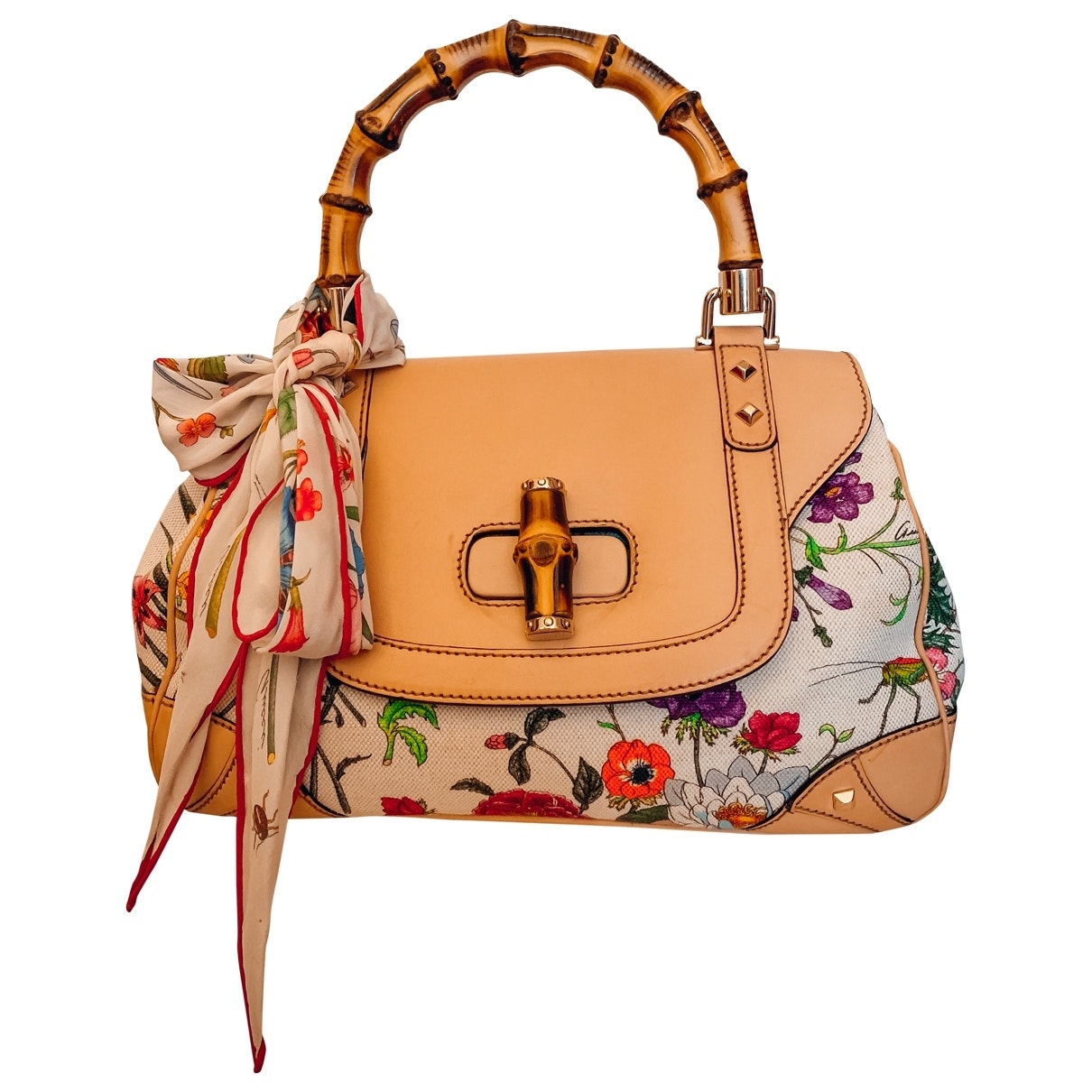 Gucci bamboo multicolour cotton handbag