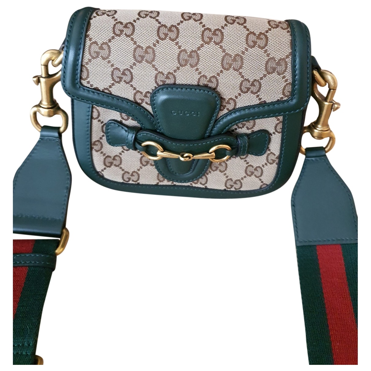 Gucci lady web green cloth handbag
