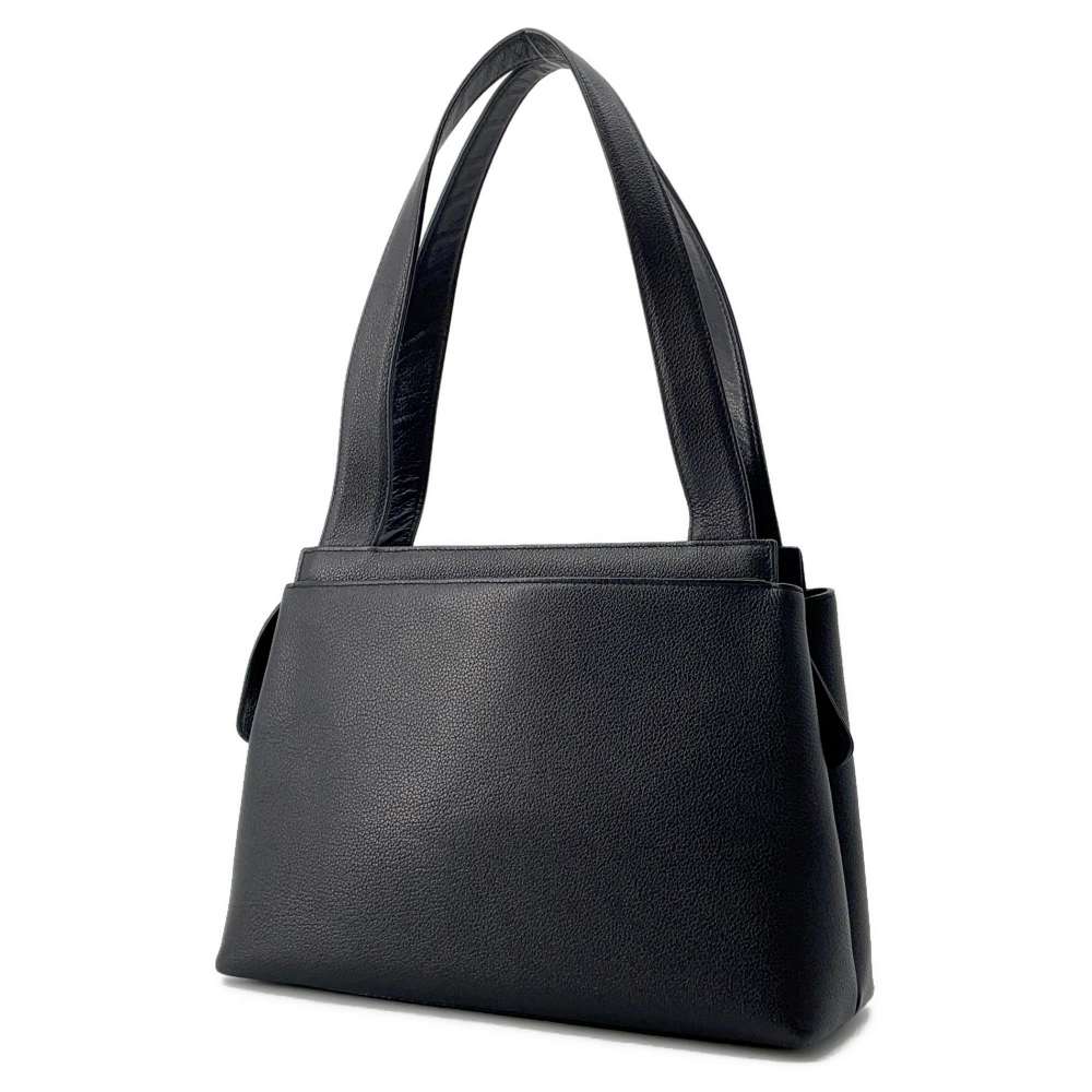 CHANEL CC Logo Shoulder Bag Black Leather