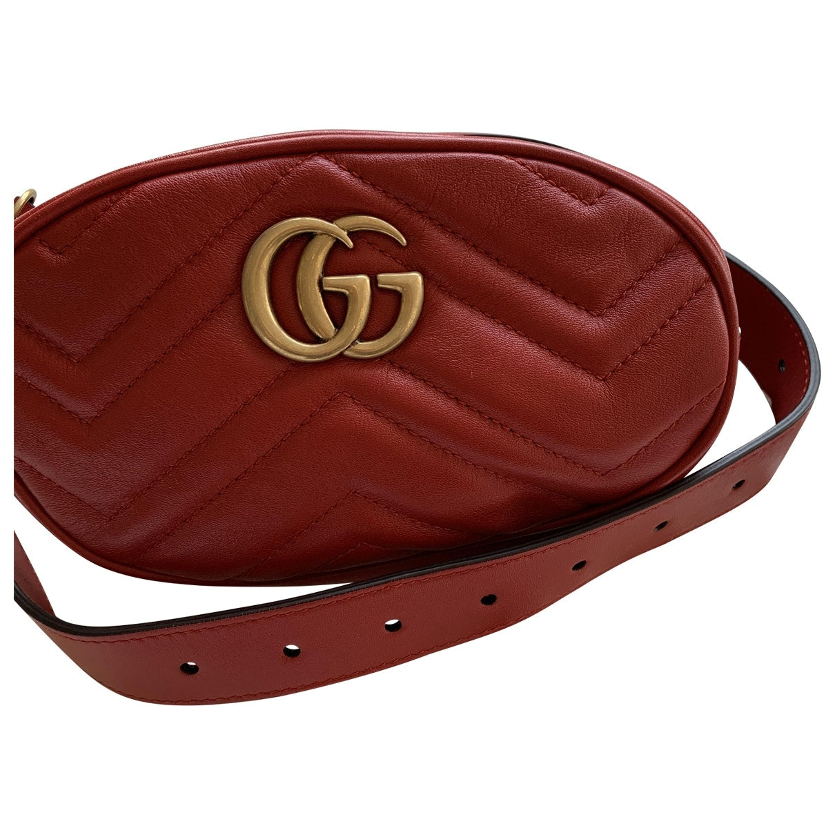 Gucci marmont red leather clutch bag