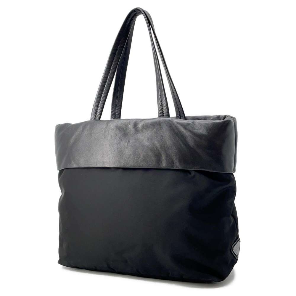 Prada 2Way Tote Bag Leather Nylon Black