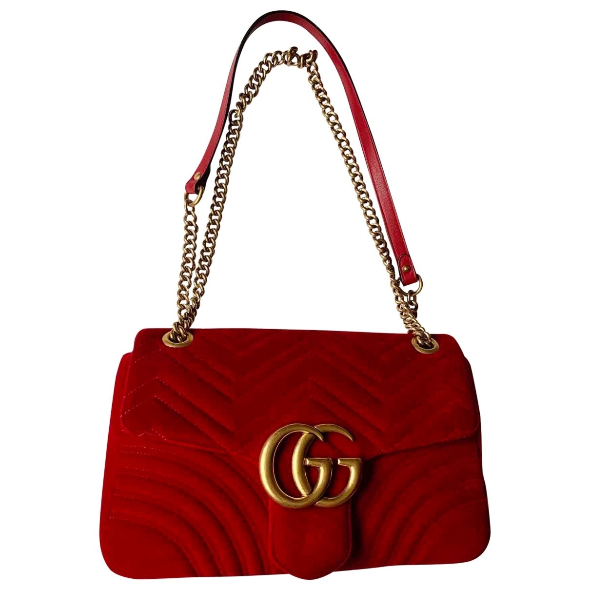 Gucci marmont red velvet handbag
