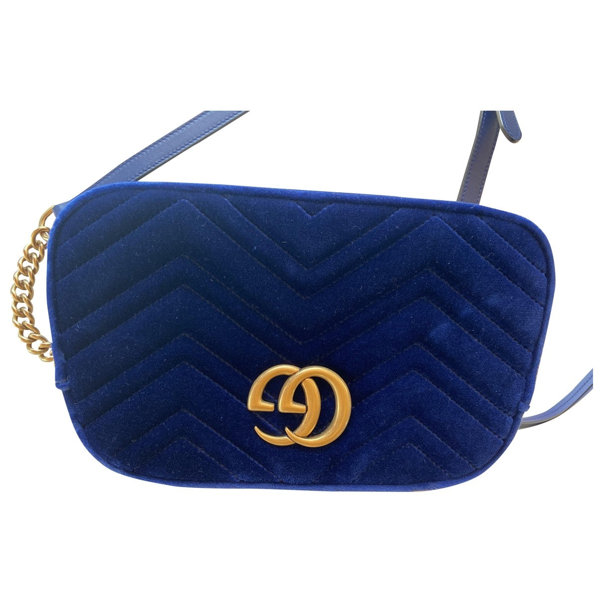Gucci marmont blue velvet handbag