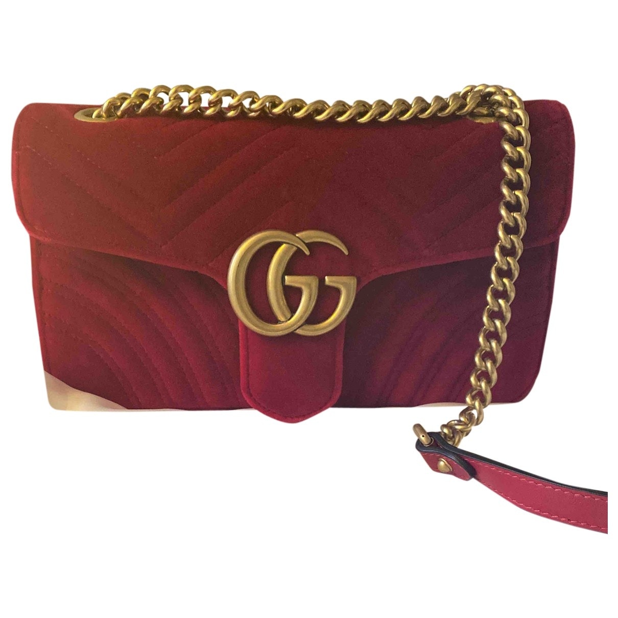 Gucci marmont red velvet handbag