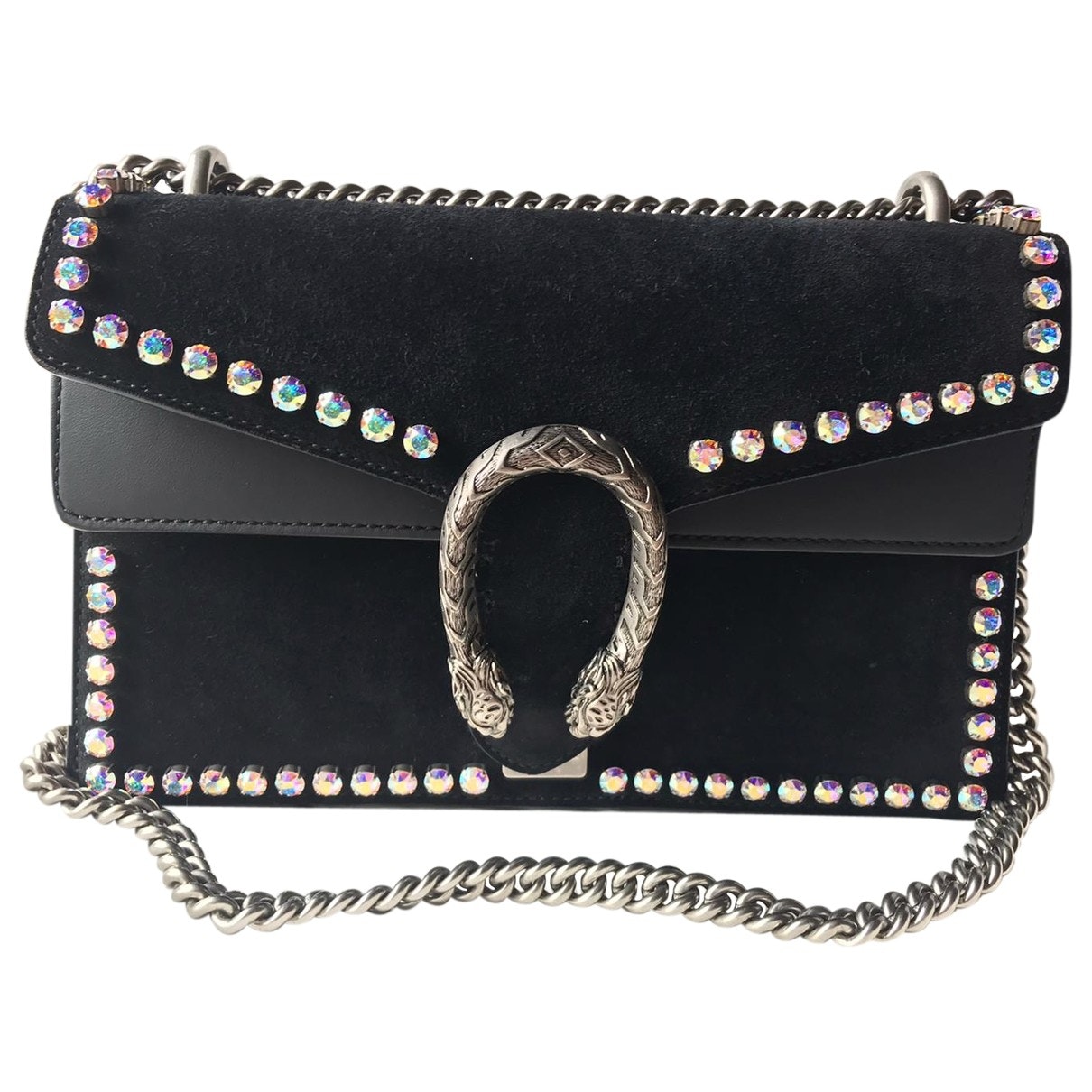 Gucci dionysus black suede handbag