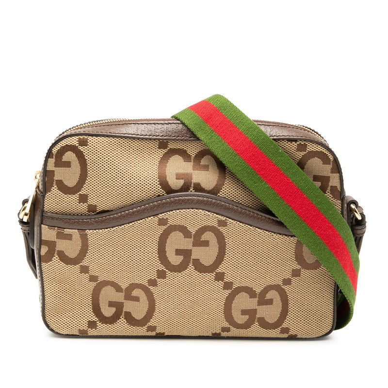 Gucci Jumbo Shoulder Bag Leather Canvas