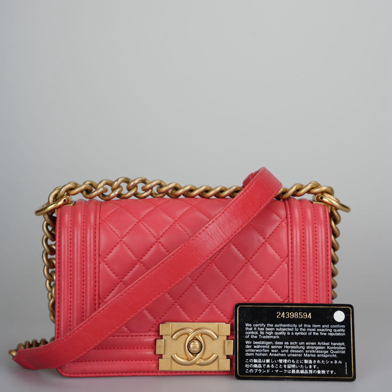 Chanel Lambskin Quilted Small Boy Flap Bag in Pink with Gold Hardware