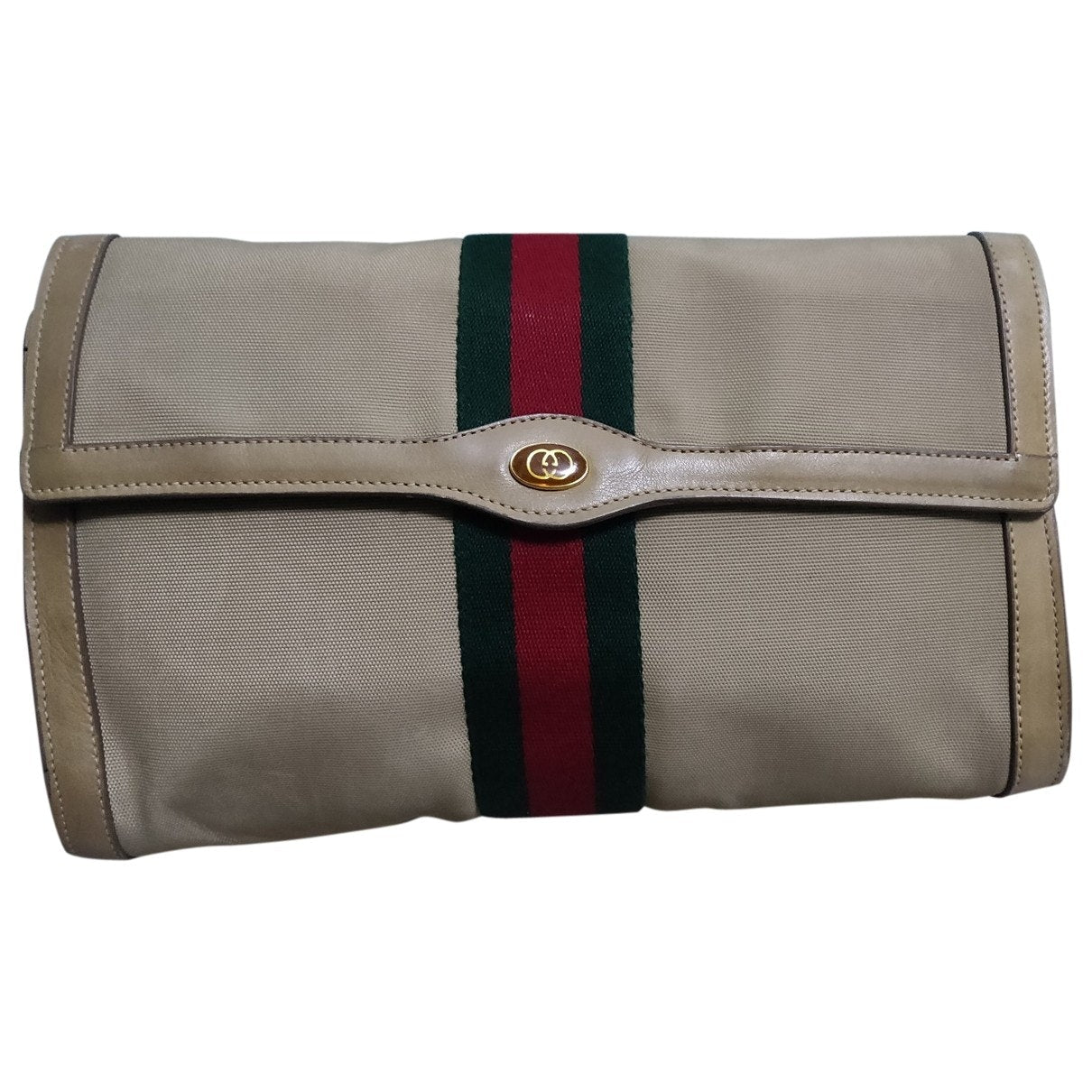 Gucci beige cloth clutch bag