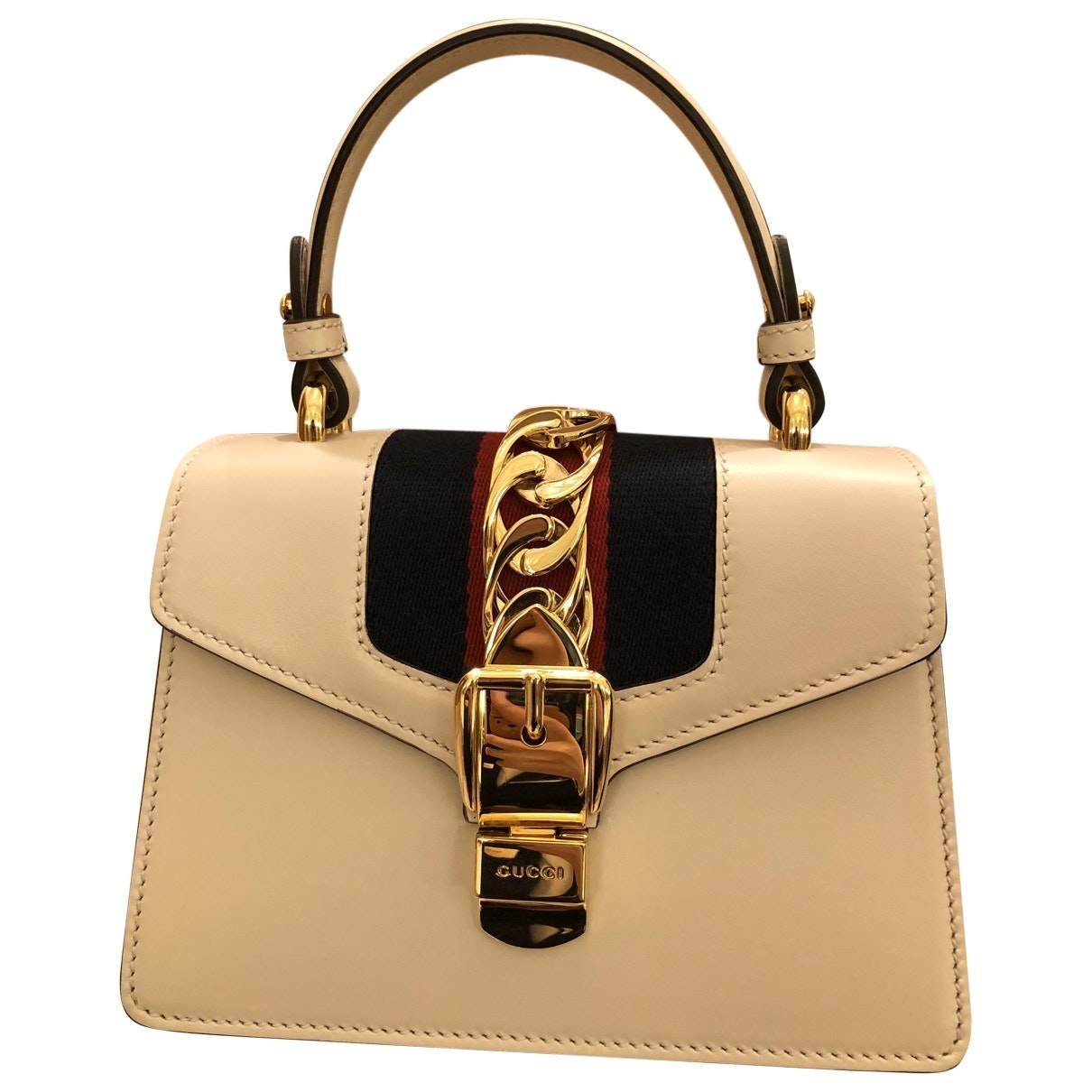 Gucci sylvie white leather handbag