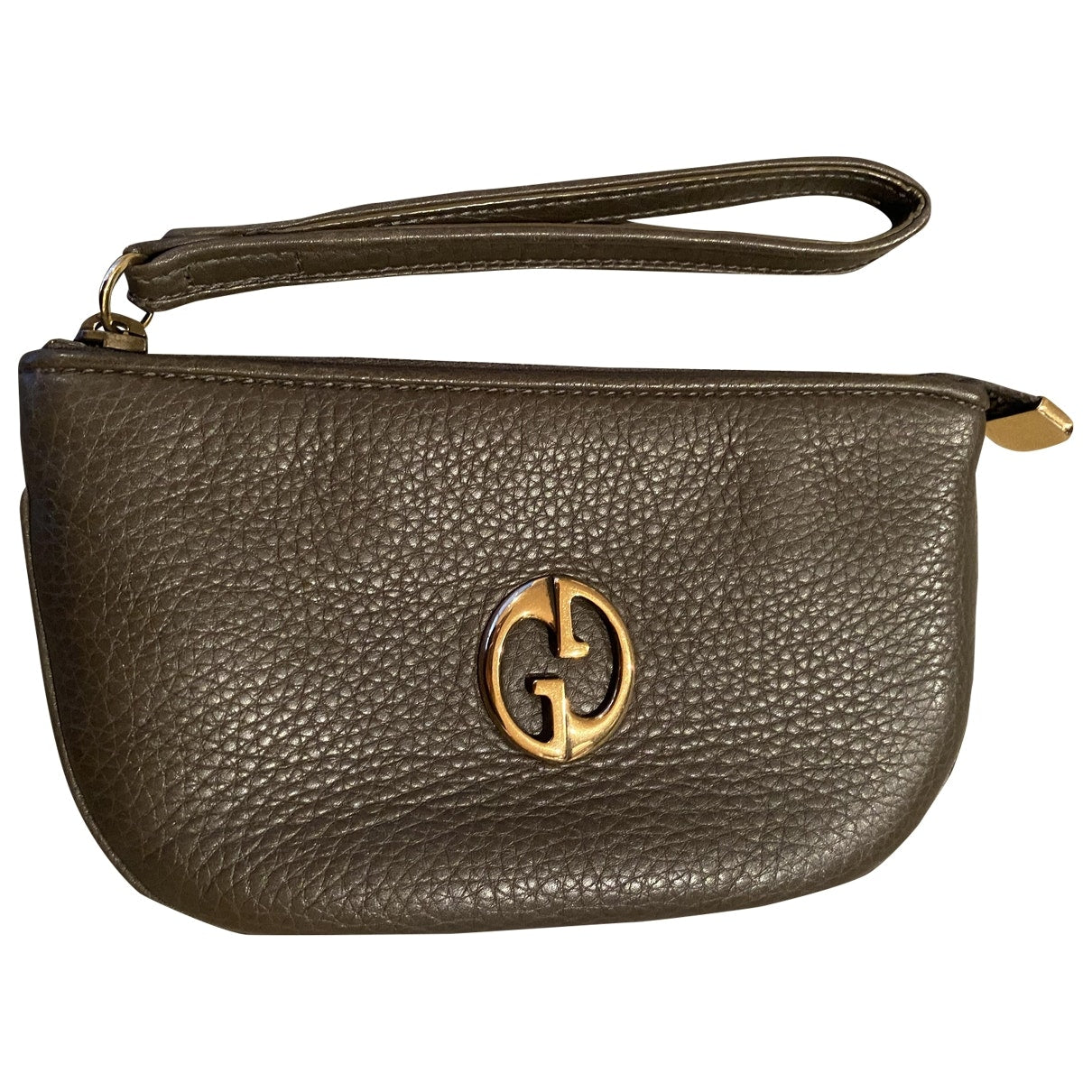 Gucci green leather clutch bag