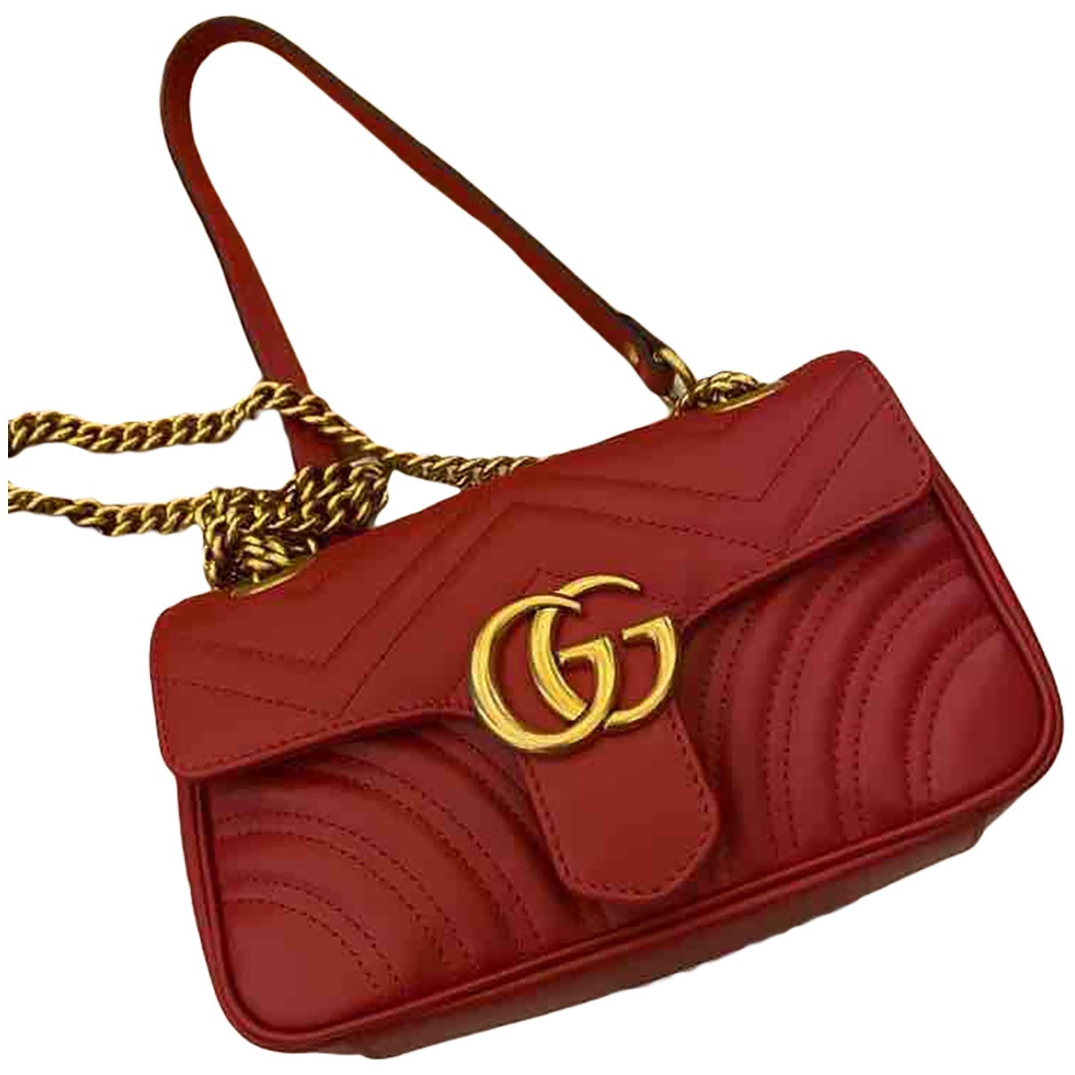 Gucci marmont red leather handbag