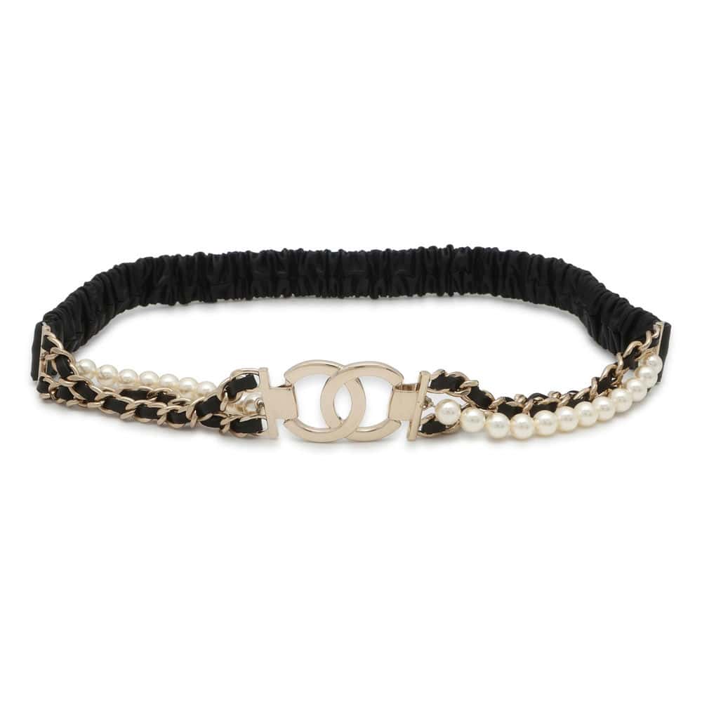 CHANEL CC Logo waist belt Black Lambskin