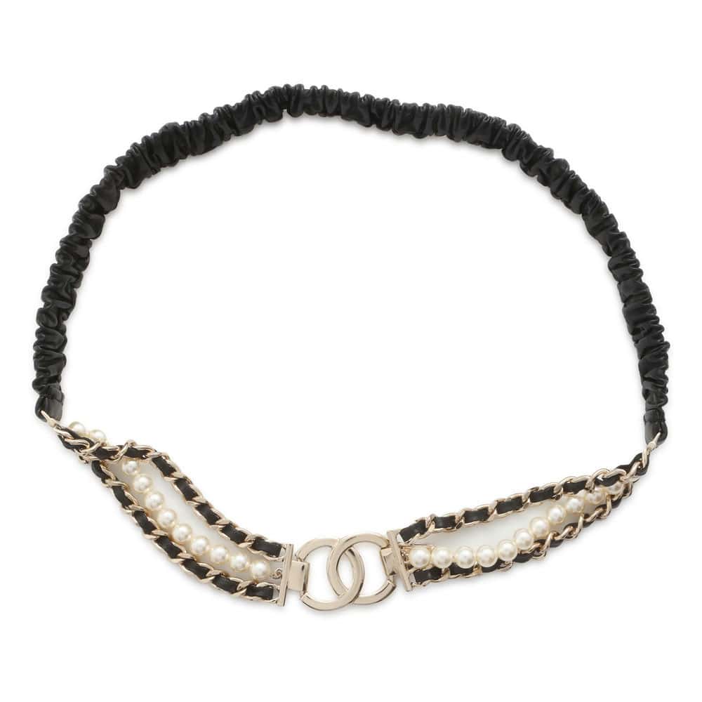 CHANEL CC Logo waist belt Black Lambskin