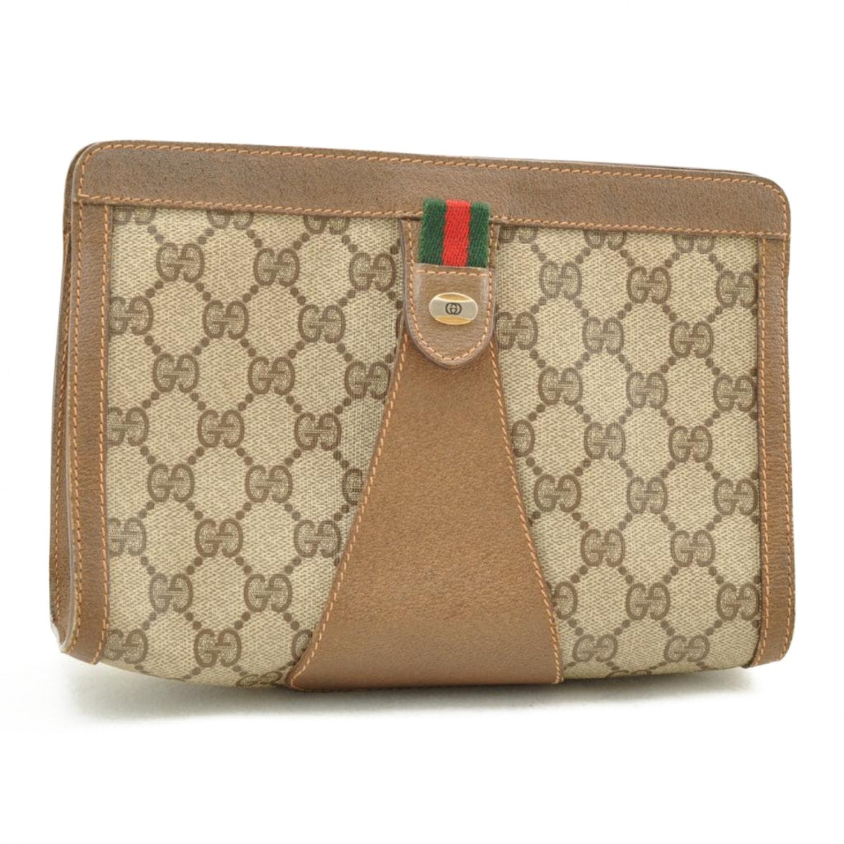Gucci ophidia brown cloth clutch bag