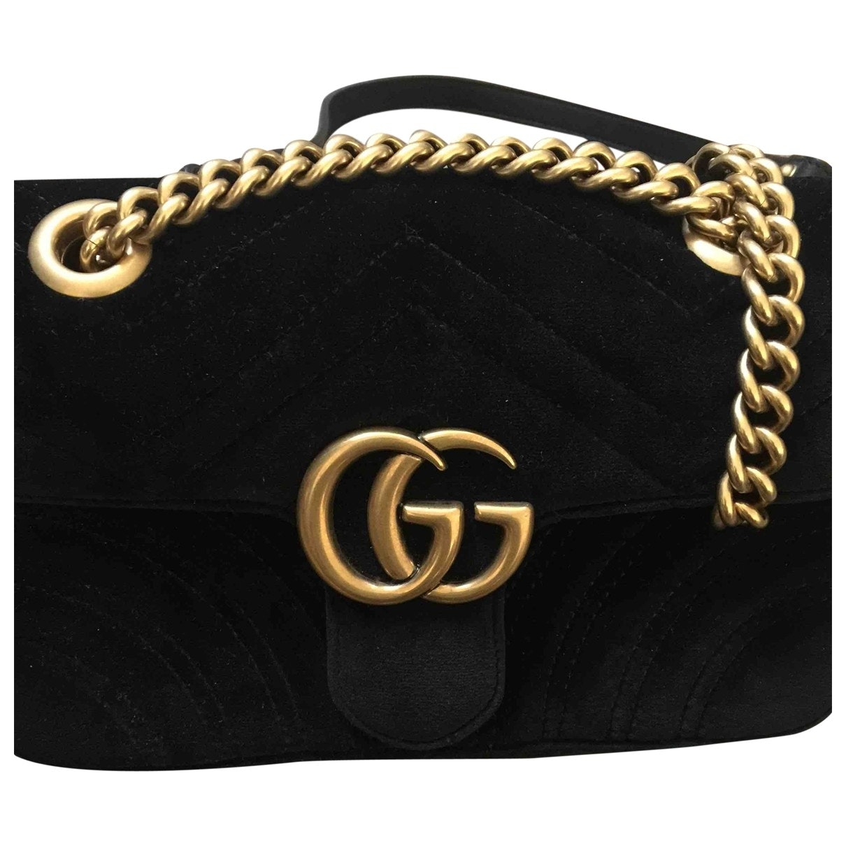 Gucci marmont black velvet handbag