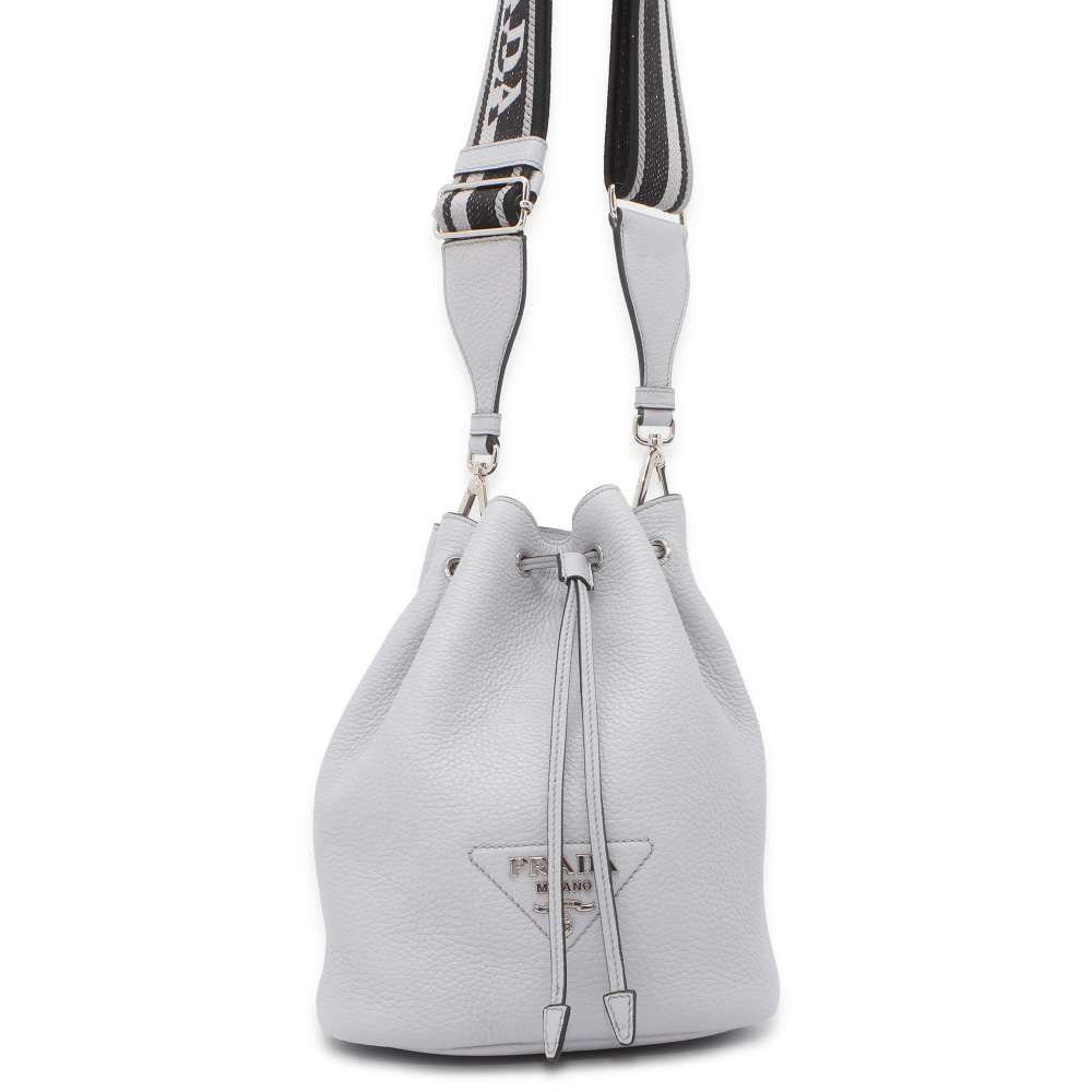 Prada Shoulder Bag Leather Blue Bucket
