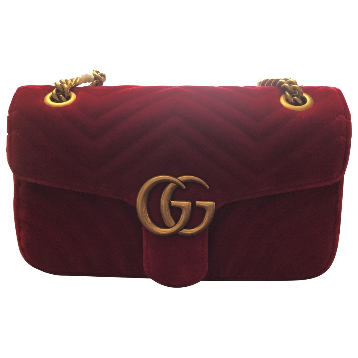 Gucci marmont red velvet handbag
