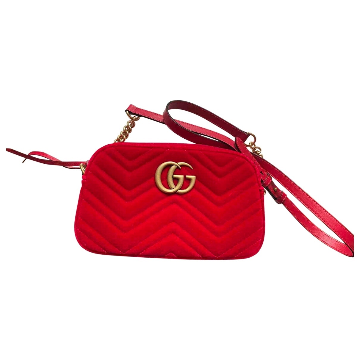 Gucci marmont red velvet handbag