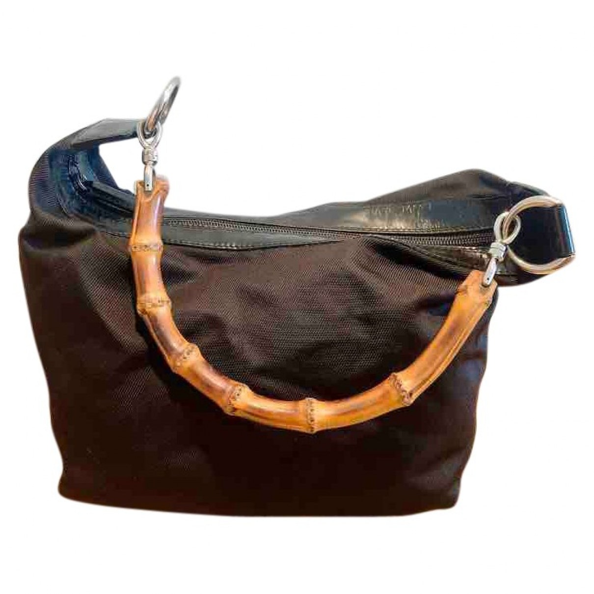Gucci bamboo black cloth handbag