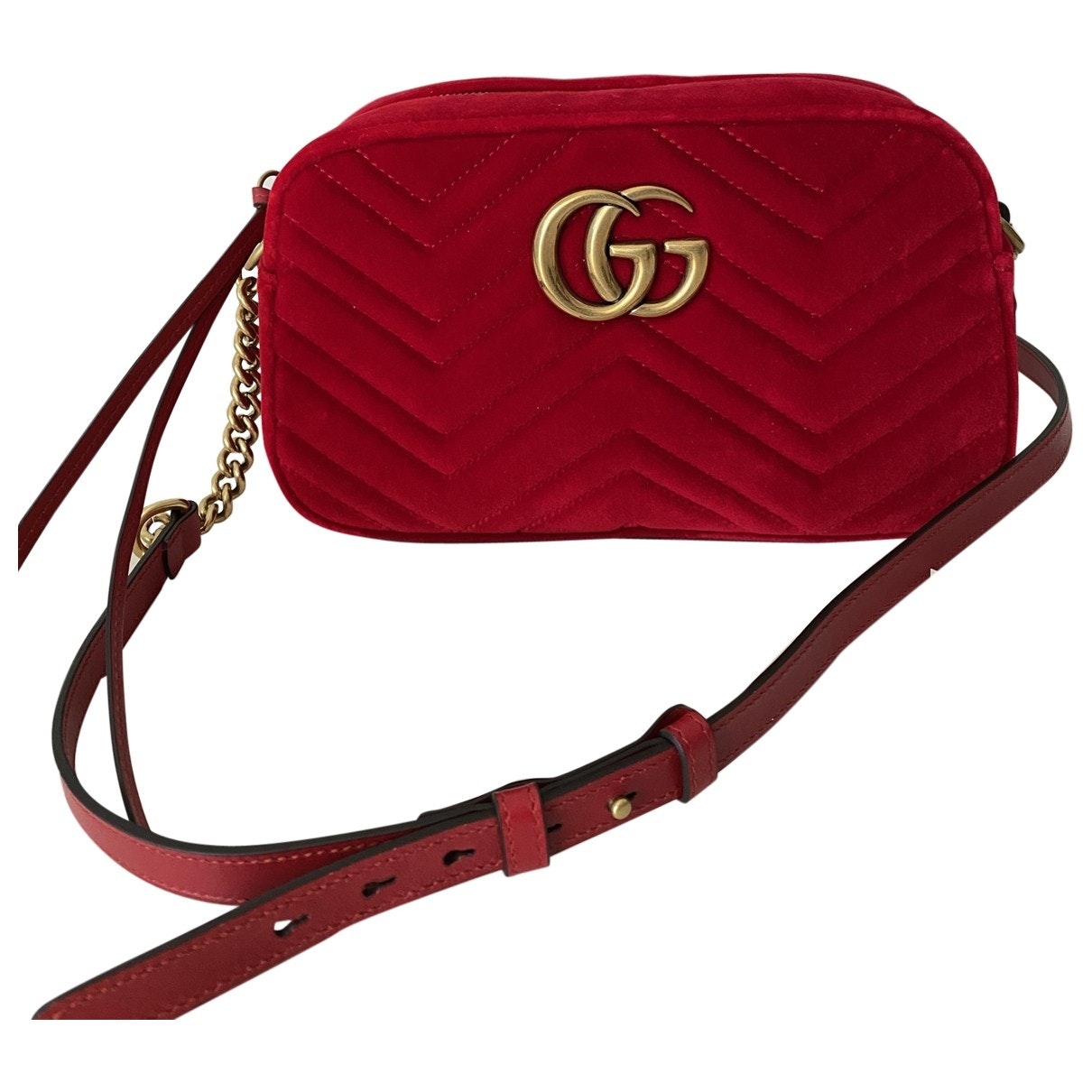 Gucci marmont red velvet handbag