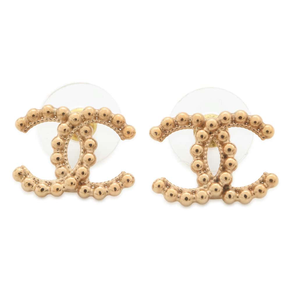 CHANEL CC Logo Earrings Gold Metal