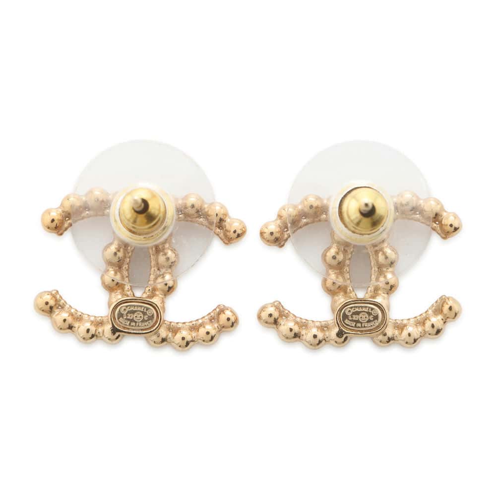 CHANEL CC Logo Earrings Gold Metal