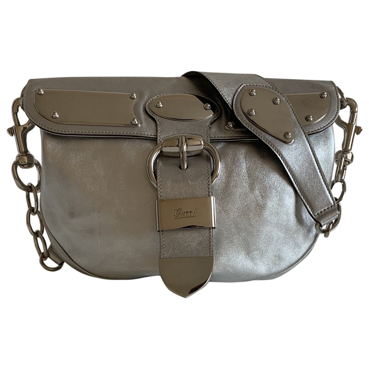 Gucci silver leather handbag