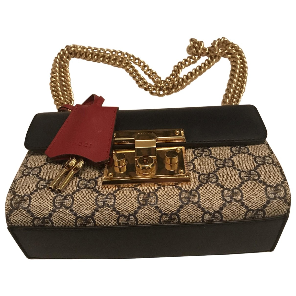 Gucci padlock blue cloth handbag