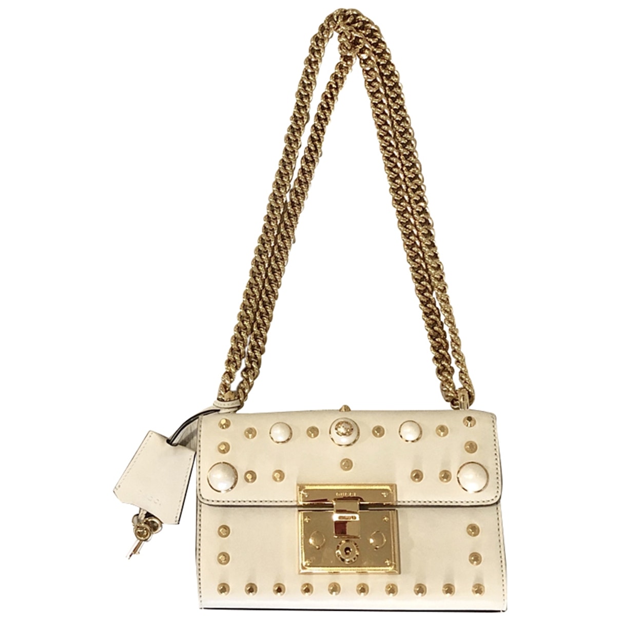 Gucci padlock white leather handbag