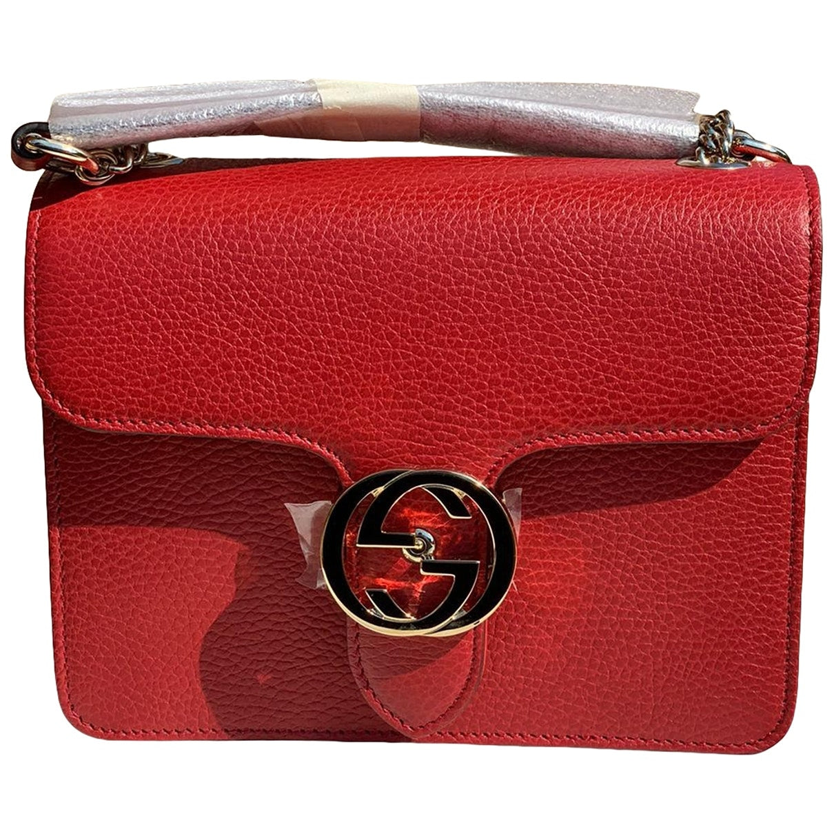 Gucci interlocking red leather handbag