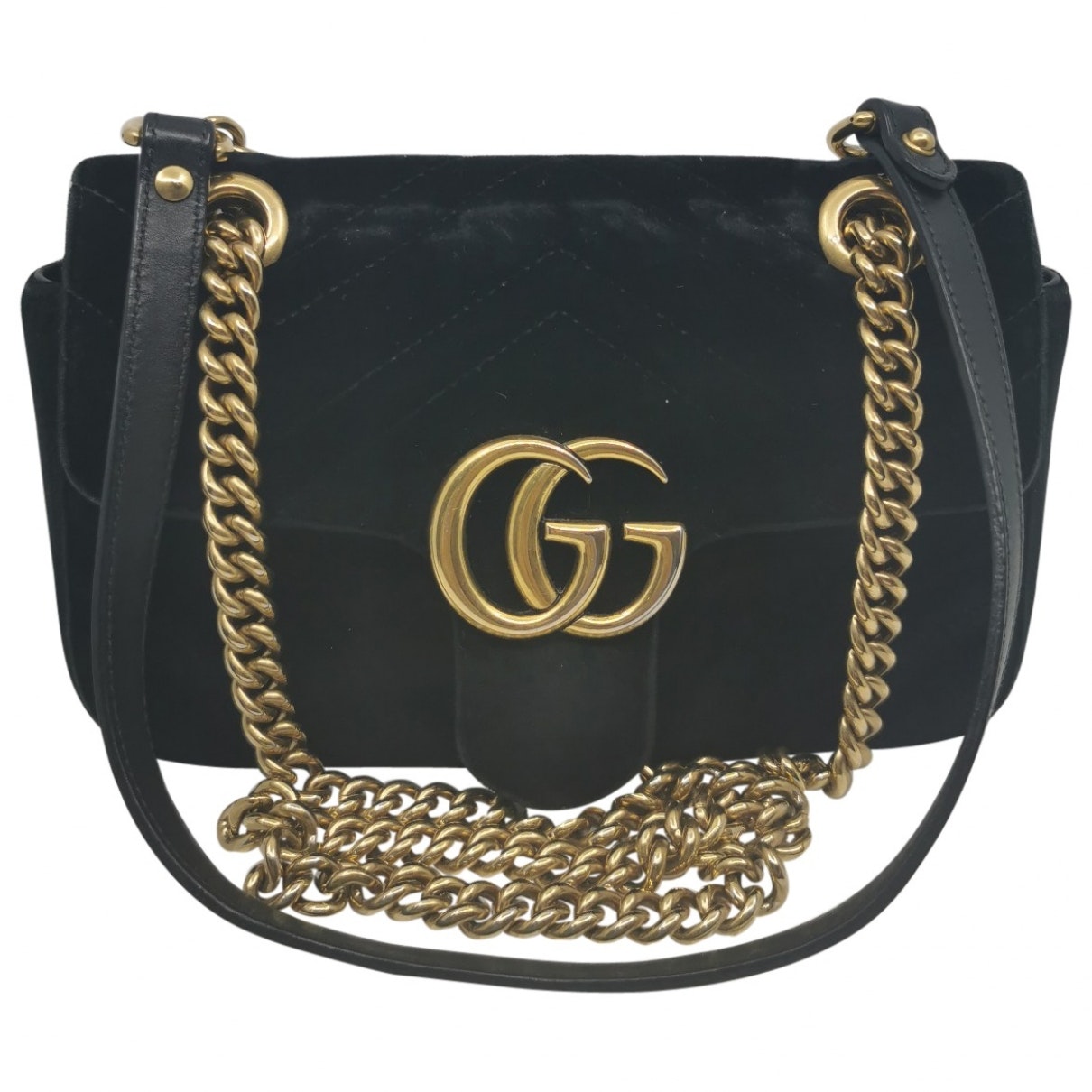 Gucci marmont black velvet handbag