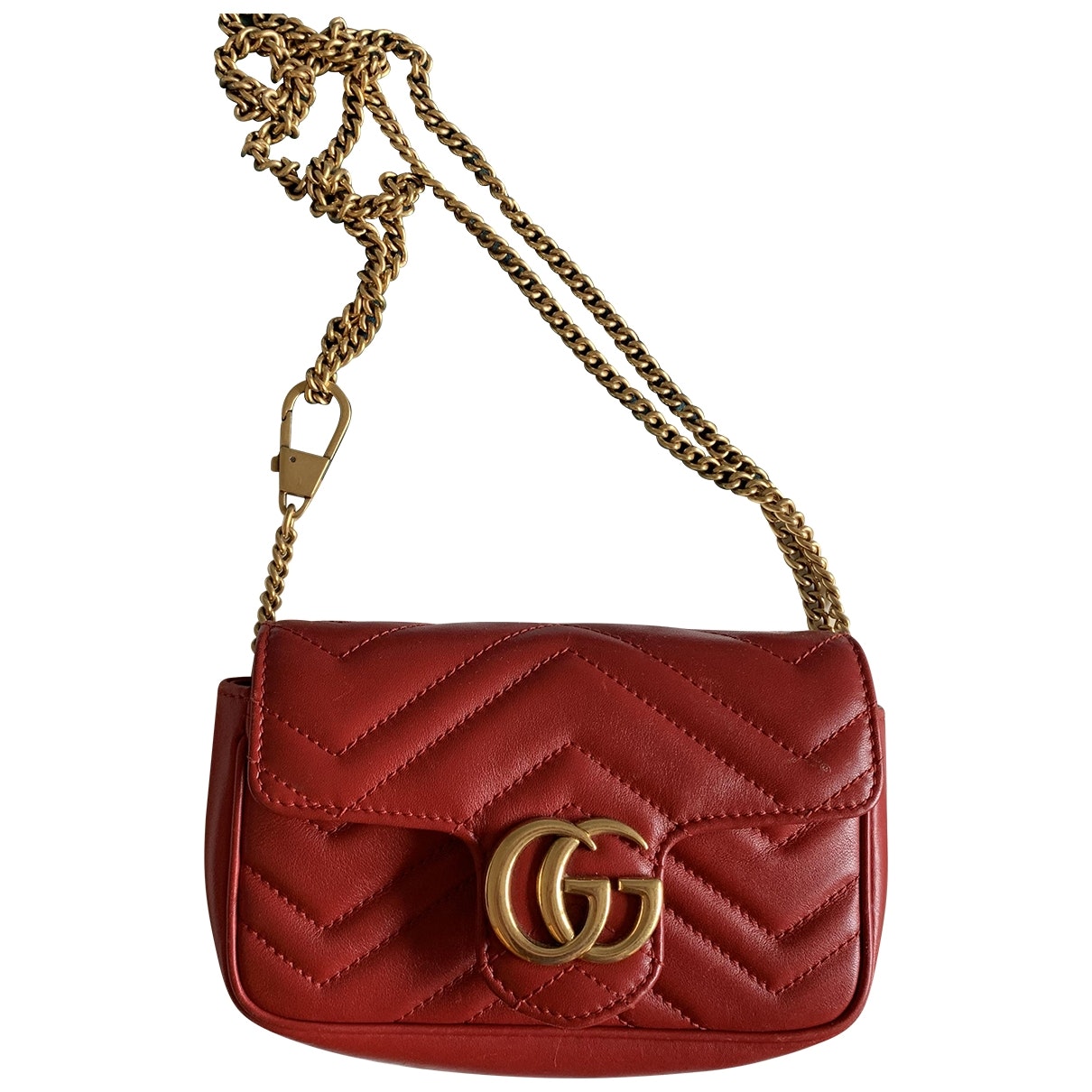 Gucci marmont red leather handbag