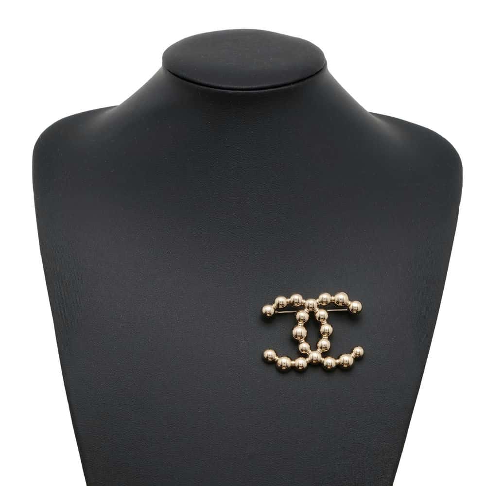 CHANEL CC Logo Brooch Gold AB6165 Metal