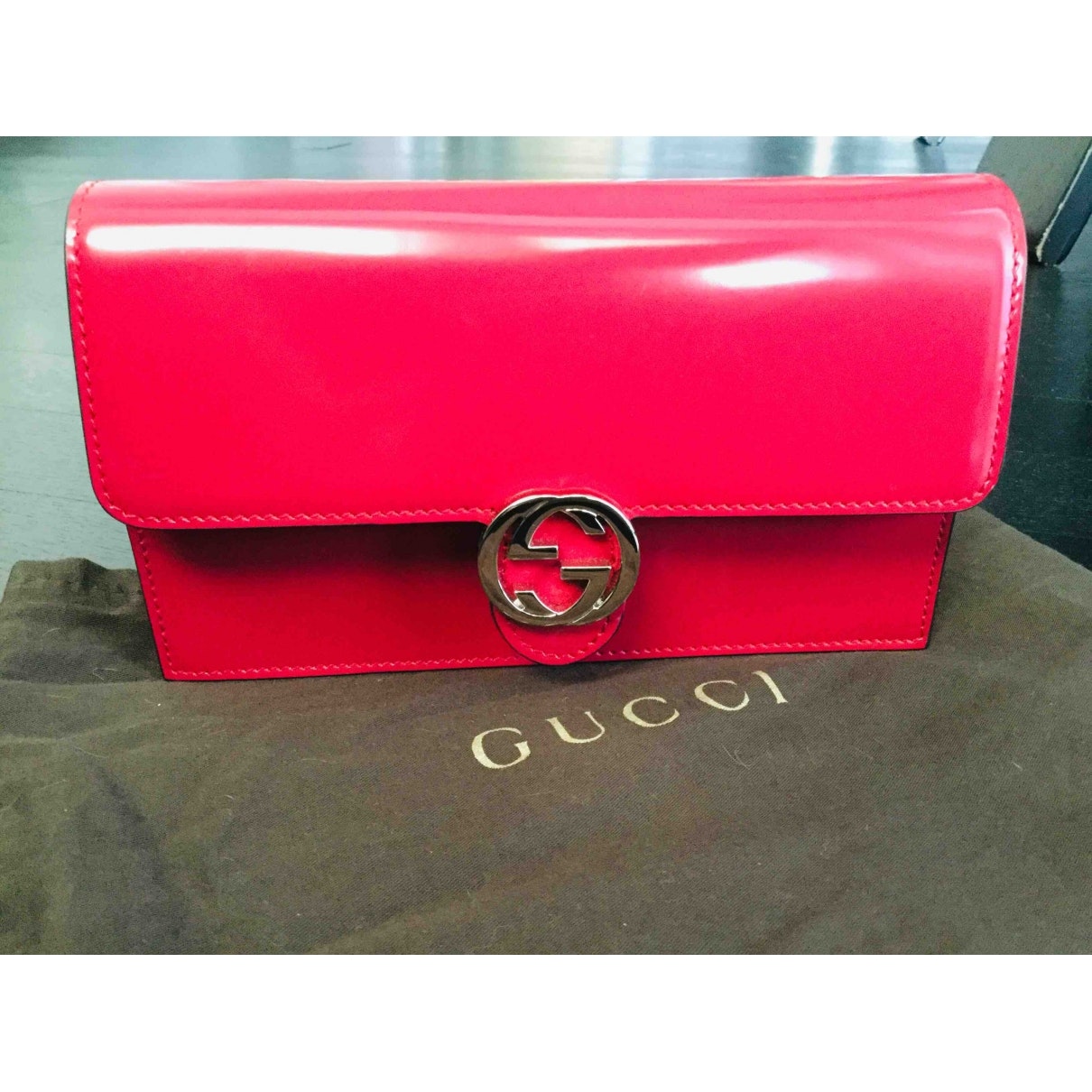 Gucci interlocking leather clutch bag