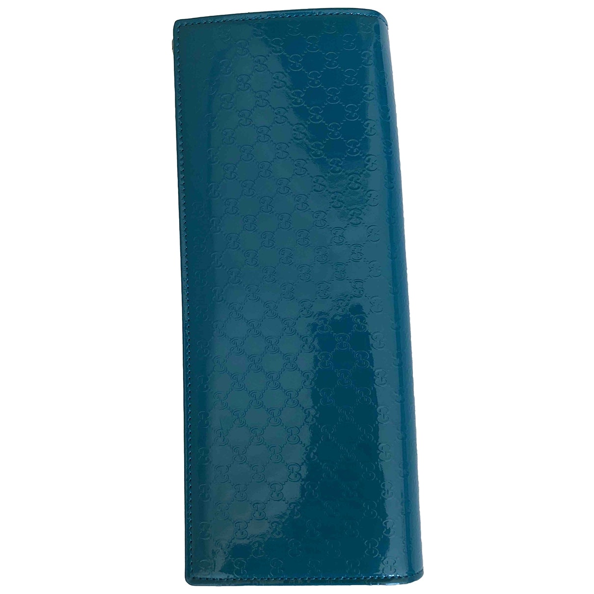 Gucci turquoise patent leather clutch bag