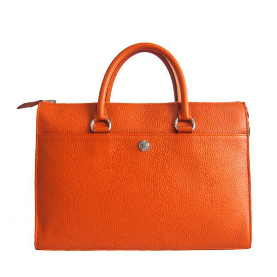 Hermes Luxury Briefcases Briefcase Cow Orange Handbag Leather Travel Bag