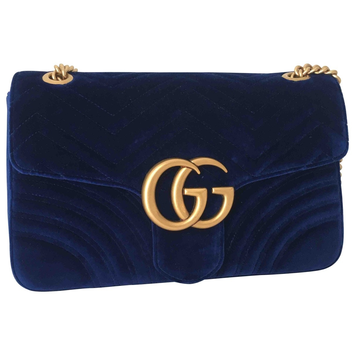 Gucci marmont blue velvet handbag