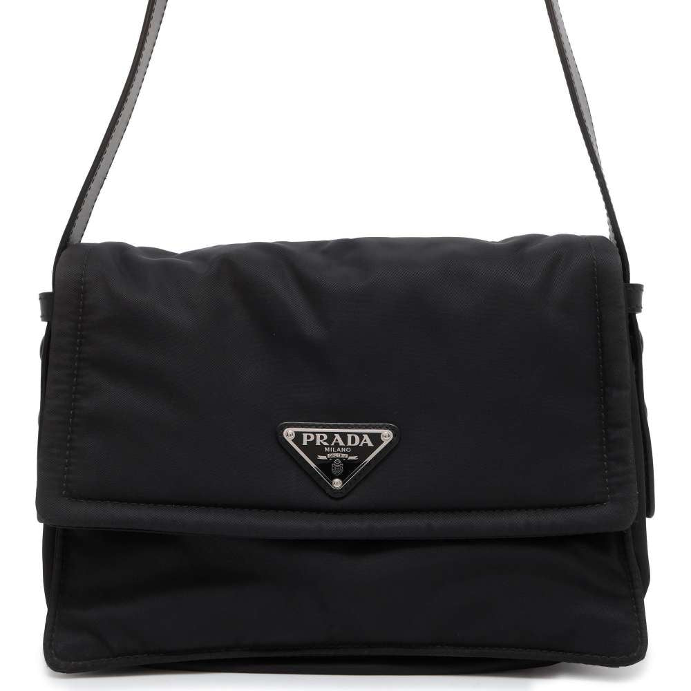 Prada Padded Re Shoulder Bag Leather Nylon Black