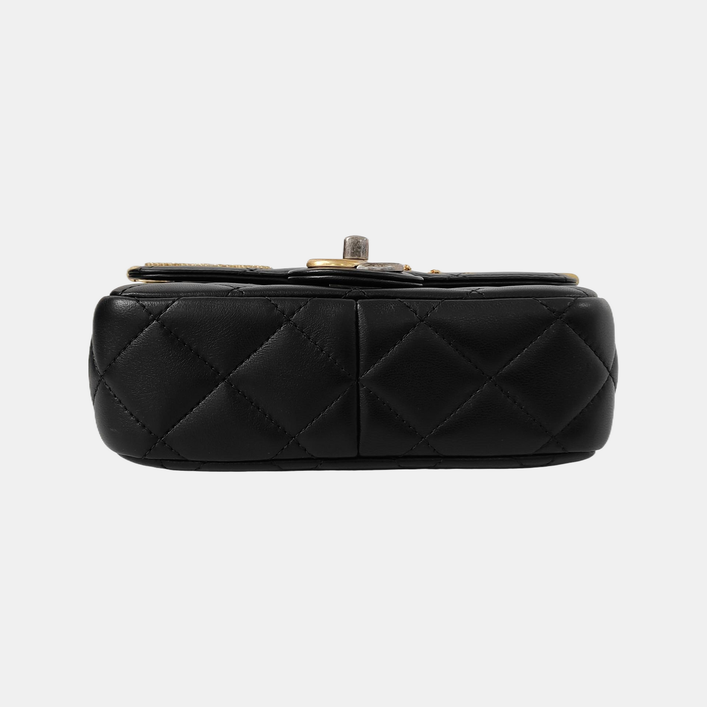 Chanel Coco Clips Super Extra Flap Lambskin Black Gold Shoulder Bag