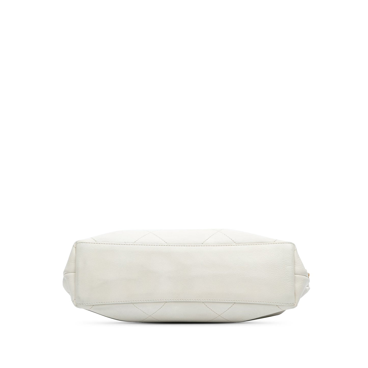White Chanel Quilted Calfskin CC Lock Chain Shopping Tote Satchel
