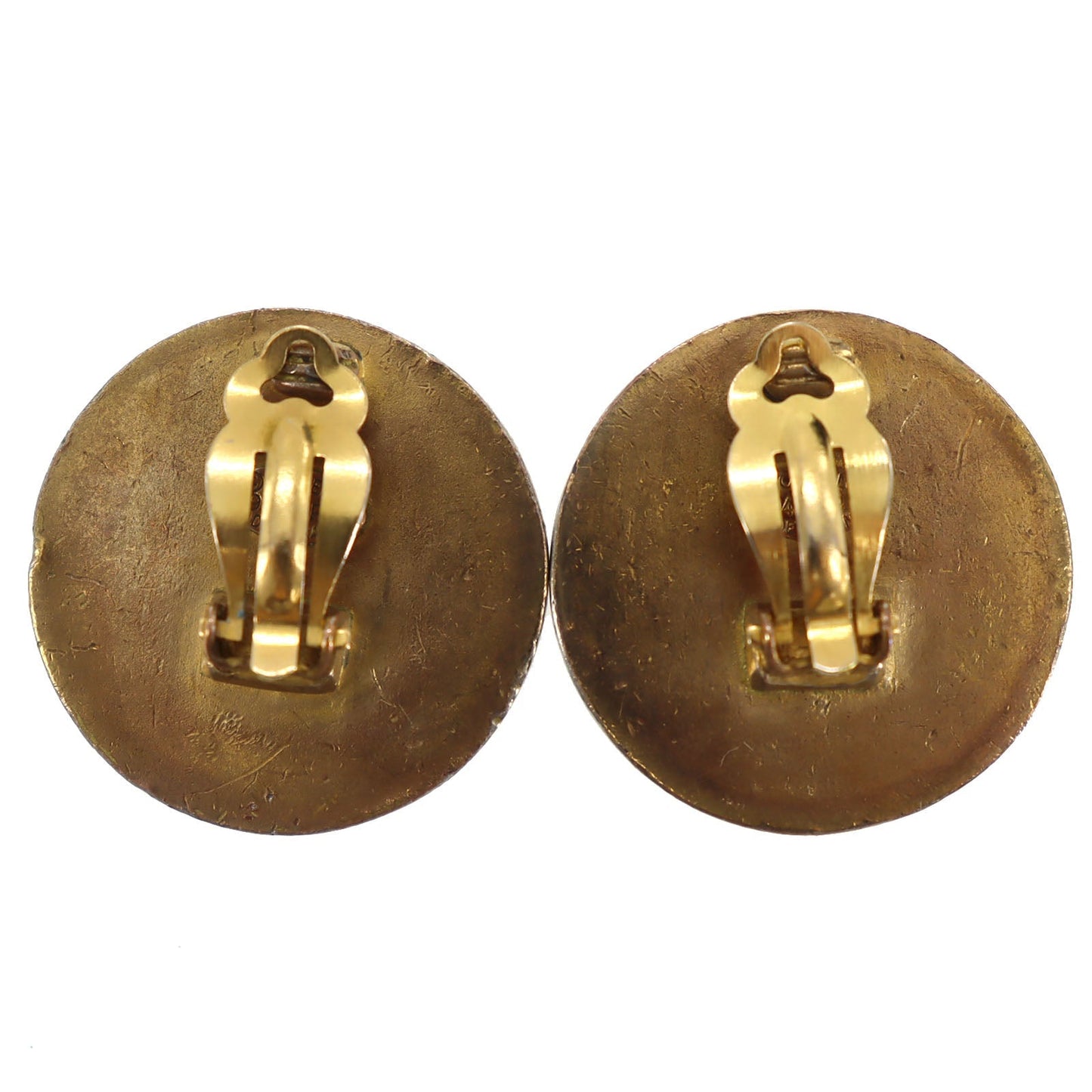 CHANEL CC Logos Earrings Gold-plated Clip-On 94P #BX916