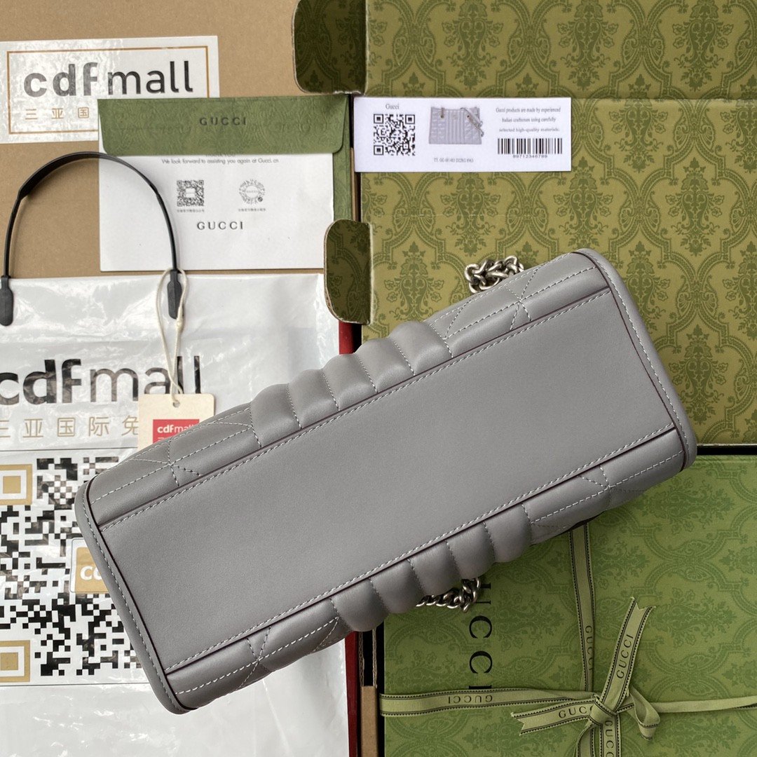 gg Marmont Dark MatelassÃ© 10in Grey Small Tote Bag