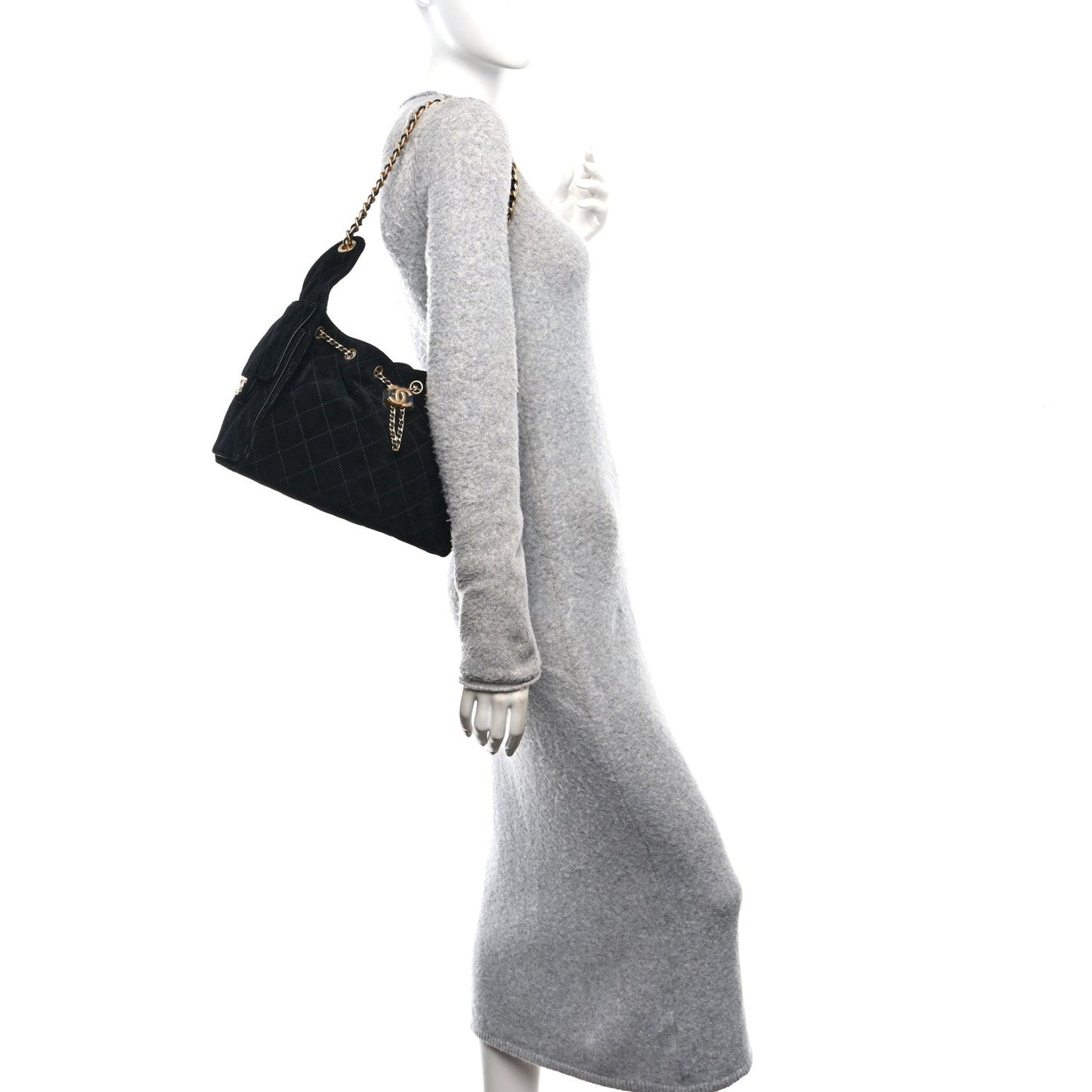 Chanel Suede Quilted Small 25 Handbag Black