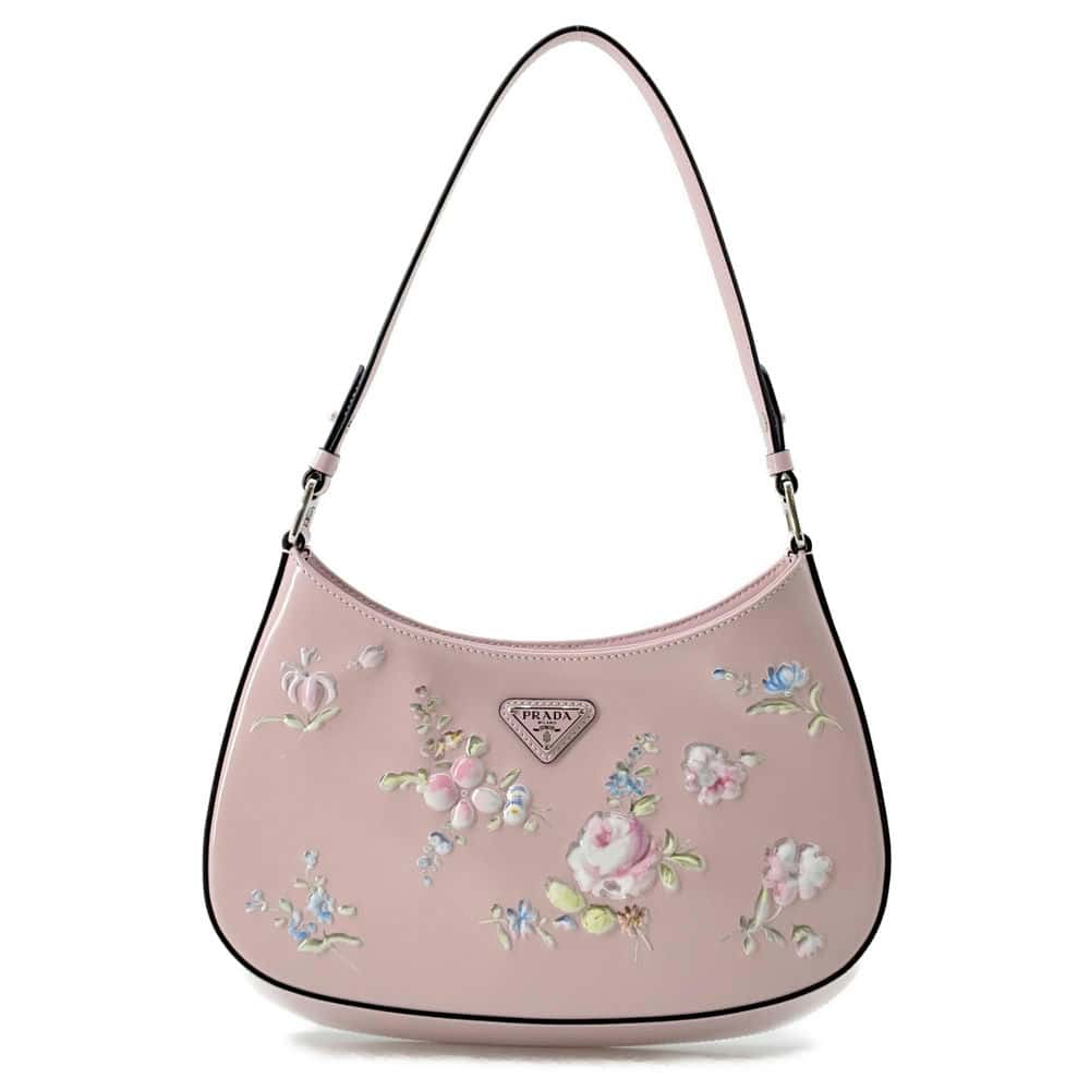 Prada Cleo Shoulder Brushedleather Luxury Handbag Pink Shoulder Bag