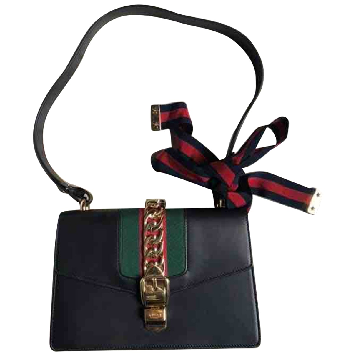 Gucci sylvie black leather handbag